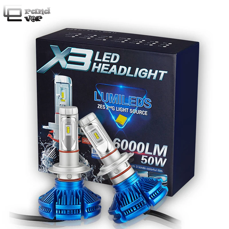 2 шт. Автомобильные фары H7 светодиодные Противотуманные H4 LED Canbus безвентиляторные