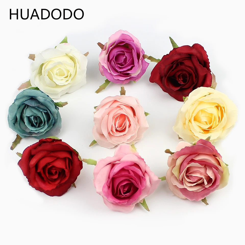 

HUADODO 20pieces 6cm Artificial Rose flower head silk Flowers For Wedding Decoration flower wall Handmade Fake Flowers