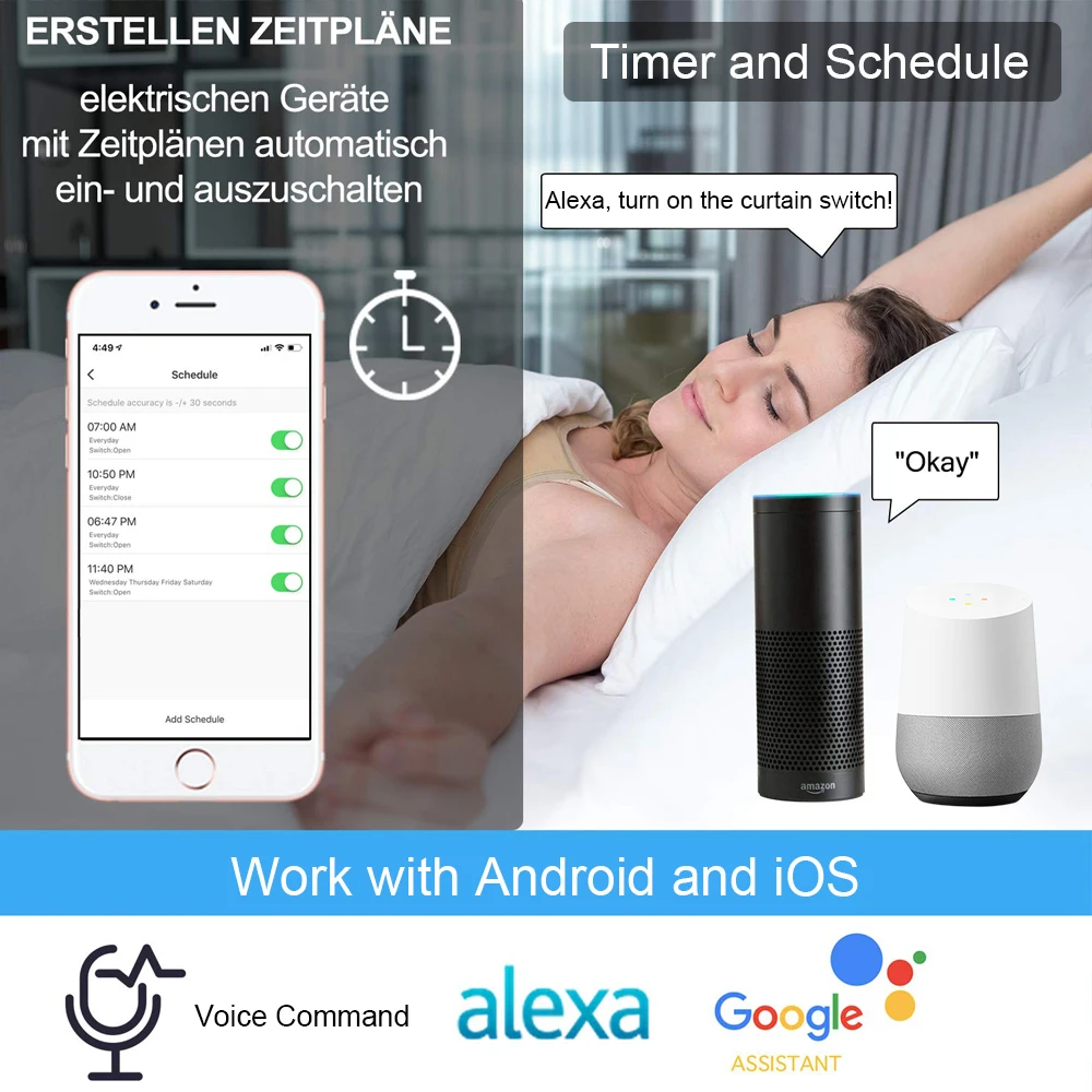  Tuya Smart WiFi Curtain Blinds Switch for Roller Shutter Electric Tubular Motor Google Home Alexa E - 32973595205