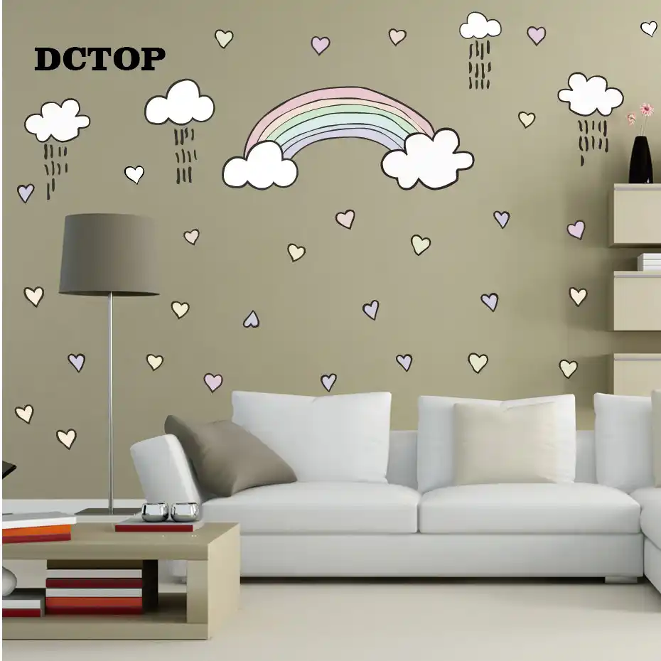Adhesivos De Pared Con Diseno De Arcoiris Y Dias Lluviosos De Dibujos Animados Adhesivos Decorativos Para El Hogar Para El Salon Dormitorio Ninos Habitacion Mural Aliexpress