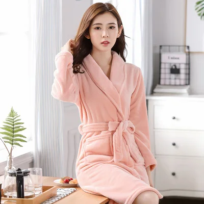 Банный халат женский зимний теплый коралловый флис женский халат ночная рубашка кимоно цветочный халат одежда для сна Женская домашняя одежда - Цвет: 10