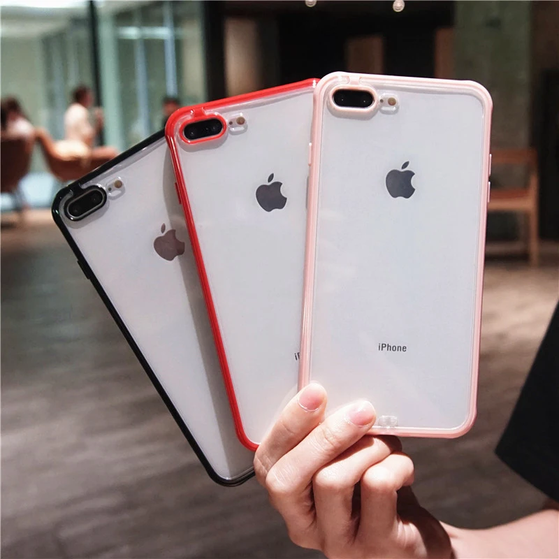 

Luxury colorful Transparent Shockproof Frame Case For iPhone 6 6s 7 8 Plus Plain Soft TPU Case For iphone X Xs Max XR Silicone