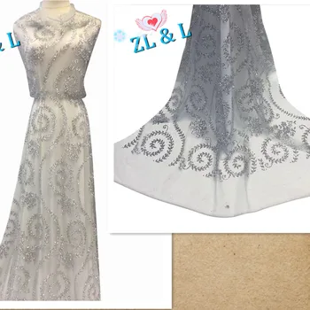 

Swirl pattern glitter (color can be customized) 5 yards African lace Nigeria lace French mesh wedding dress skirt