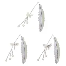 Светящиеся книжные закладки Ретро чистые медные флуоресцентные перья посеребренные закладки светящиеся бабочки Стрекоза маленькие декоративные