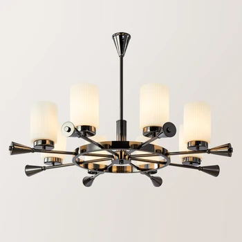 

Gold chandelier lighting modern frosted lampshade E27 rectangular chandeliers for dining rooms ceiling mounted dining Lamps