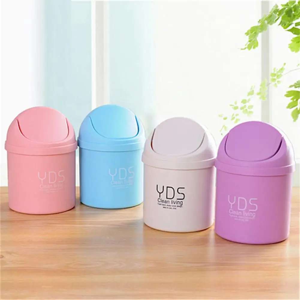 

Creative Desktop Metal Mini Trash Can Covered Kitchen Living Room Desk Trash Box