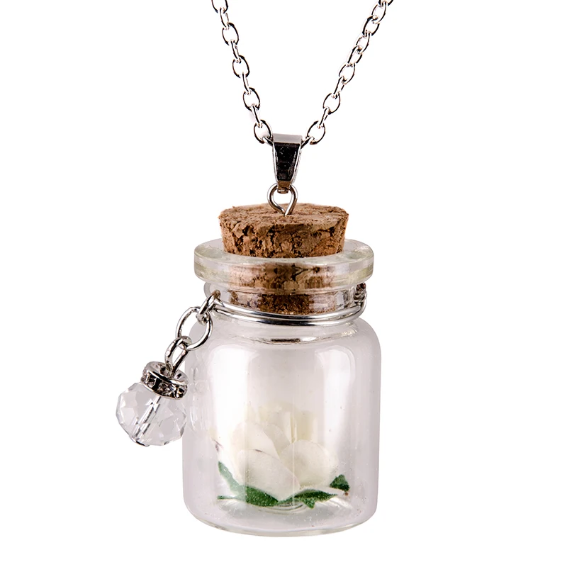 Necklace Trendy Round New Handmade Glass Bottle Necklace Boutique Glow Flower Pendant Jewelry For Women