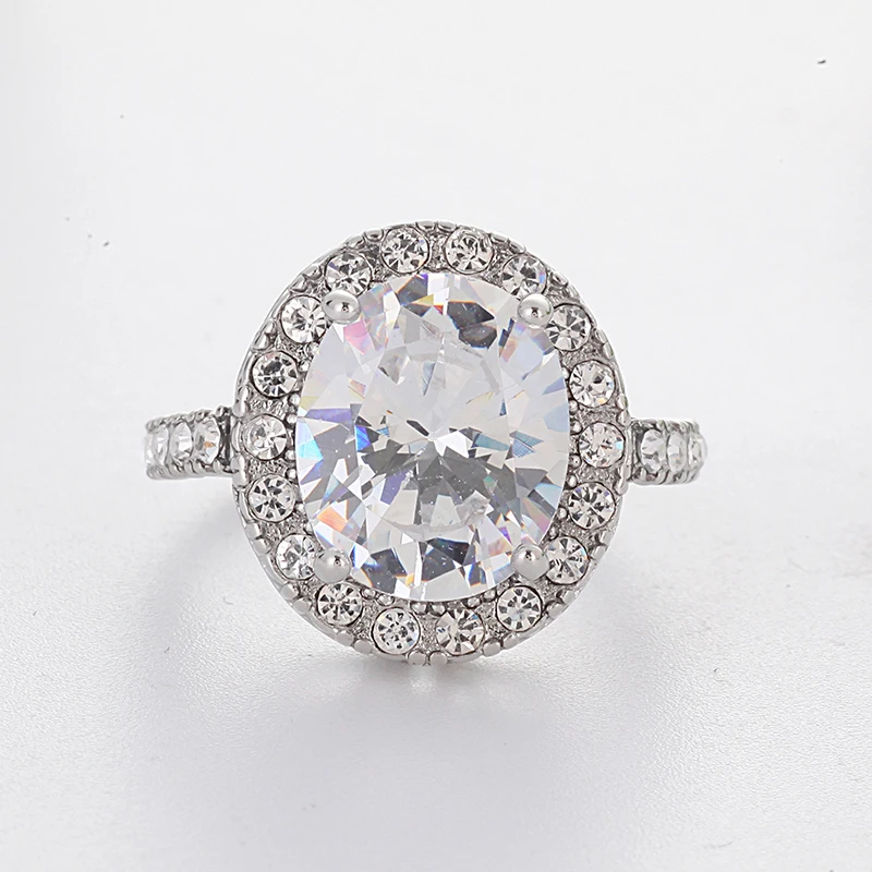 Большой круглый камень кольца для Для женщин Роскошные ювелирные изделия обручальное кольцо из Кристал для свадьбы, помолвки кольцо Bijoux Femme(украшения своими руками) Anillos Mujer F5Q926