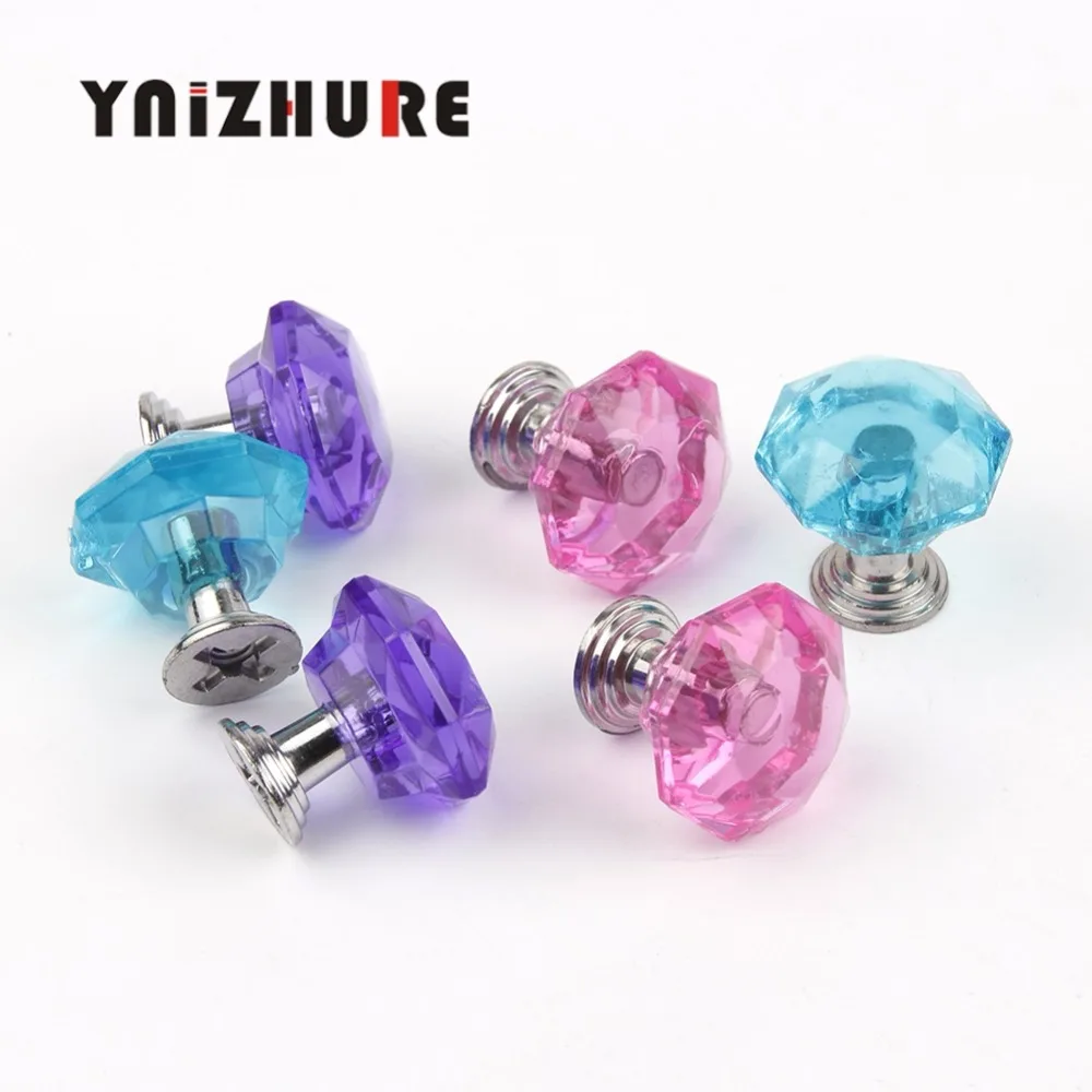 

10pcs/set Drawer Furniture Knob Pull Handle Knob Cupboard Cabinet Drawer Fittings Diamond Crystal Shape Color Acrylic Material