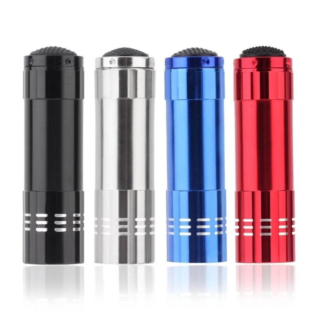 

Ultraviolet 9 LED Flashlight Black Purple light Torch Light Lamp Black AAA Mini Protable Aluminum UV New Year's product Unique