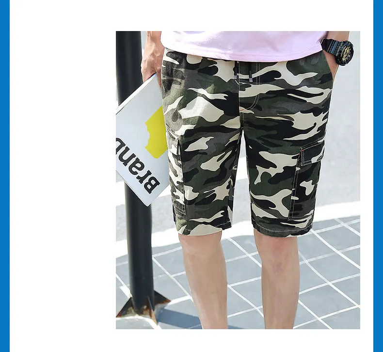 100% Cotton Shorts Men Summer Camouflage Sports Shorts Quality Beach Male Short Pants Breathable Fashion Plus Size Boardshorts 06