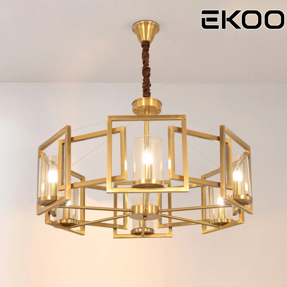 Экоо E14/E12Modern светодиодный золото Рамочная люстра освещение Потолочный подвесной