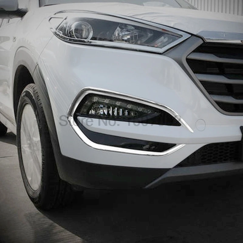 For Hyundai Tucson 2016 2017 2pcs Chrome Car Front Foglight font b Lamp b font Shade