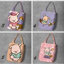 Pippo поросенок мультипликационный студенческий Печатный переработанный холст хозяйственная сумка большой емкости настроить Tote Модные женские повседневные сумки на плечо