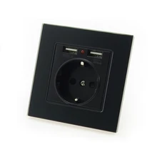 Роскошная стеклянная панель, настенная розетка USB 16А, стандартная электрическая розетка европейского стандарта с двумя usb-разъемами 2100 мА, зарядное устройство для мобильного телефона