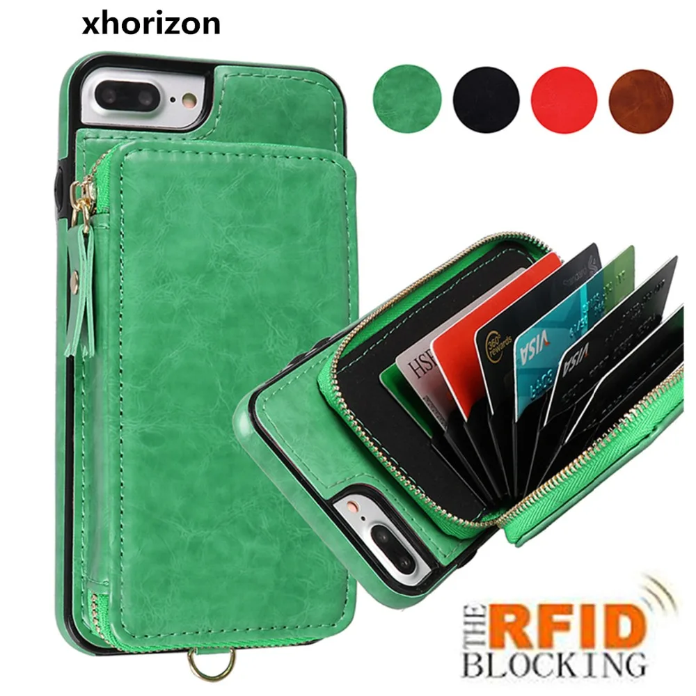 RFID Blocking PU Leather Wallet Case Card Slots Protective Leather