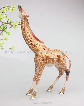 

Large Bejeweled Giraffe Trinket Box Giraffe (Large, 9.8") Jeweled Trinket Box with Crystals Decorative Metal Giraffe Shape Gift