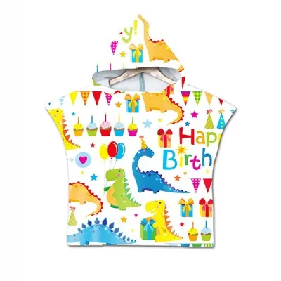 3D Толстовка с принтом динозавра; пляжное полотенце с изображением героев мультфильмов детские, для малышей с капюшоном банное Полотенца для маленьких мальчиков и девочек; Халат с капюшоном; пончо для езды на велосипеде для плавания пляжная одежда - Цвет: E