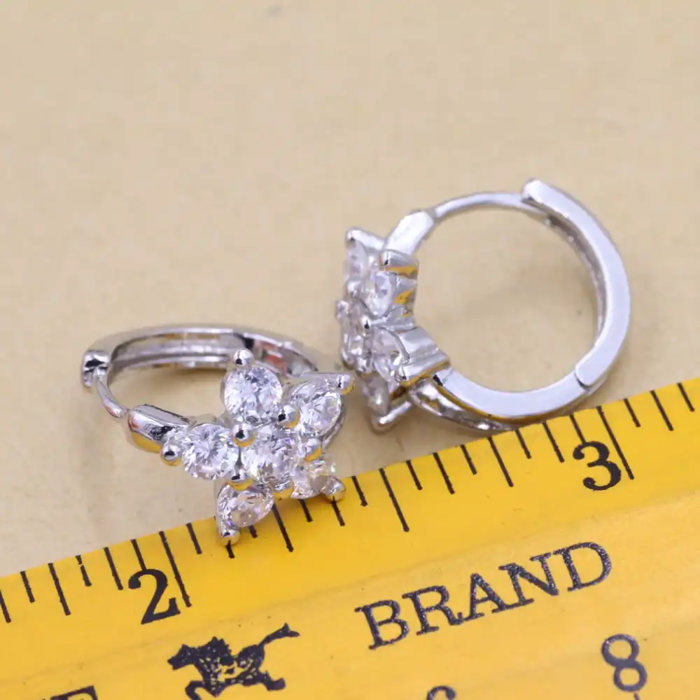 2017 Бесплатная доставка ювелирные изделия женские серьги и клипсы для ушей лепестки слегка набор Циркон 925 Серебряные серьги простые женские серьги