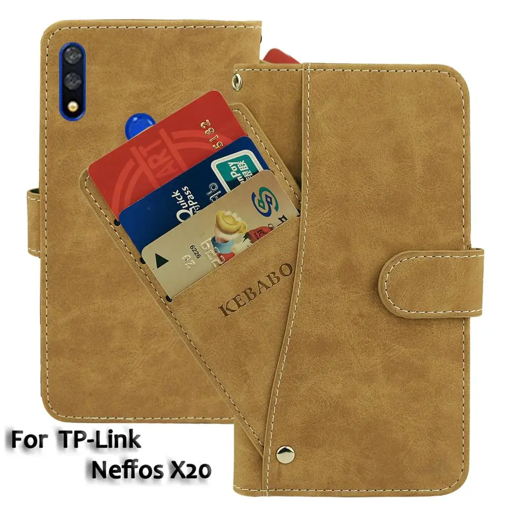 

Vintage Leather Wallet TP-Link Neffos X20 Case 6.26" Flip Luxury Card Slots Cover Magnet Stand Phone Protective Bags