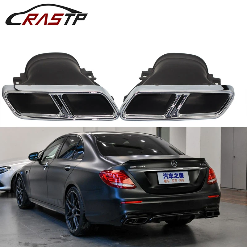 

RASTP-Stainless Steel Exhaust Muffler Tip Square Car Exhaust Pipe Muffler Tips for Benz E-Class W213 Silver RS-CR8120