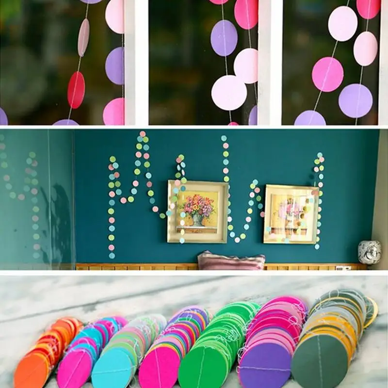 

DIY Hot Sale Colorful Hanging Paper Garlands String Chain Wedding Party Home Birthday Kids Decoration Round Shape 1pcs