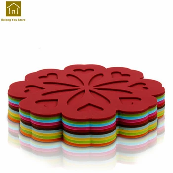 

Kitchen Heat Insulation Pad Silicone Coasters Round Mesa Plastic Table Mats Dessous De Verre Dinner Table Decoration LKH044