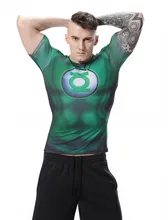 Red Plume Men Green Lantern Compression Sports T-shirt Men’s Green Hero Fitness Shirt Color