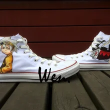 Вэнь Дизайн Пользовательские Белый Ручная роспись обувь Soul Eater Аниме высокие холщовые кроссовки для Для мужчин Для женщин Подарки на день рождения