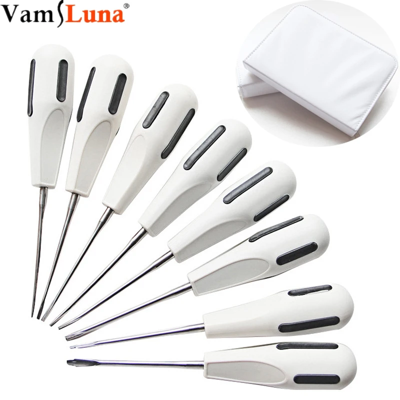 

8pcs/set Stainless Steel Dental Luxating Lift Elevator Teeth Clareador Curved Root Teeth Whitening Dentistry Dentist Instrument