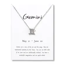 Moda jóias 12 constellation gemini pingente colares para mulheres zodiac cadeias colar cor presentes dos namorados