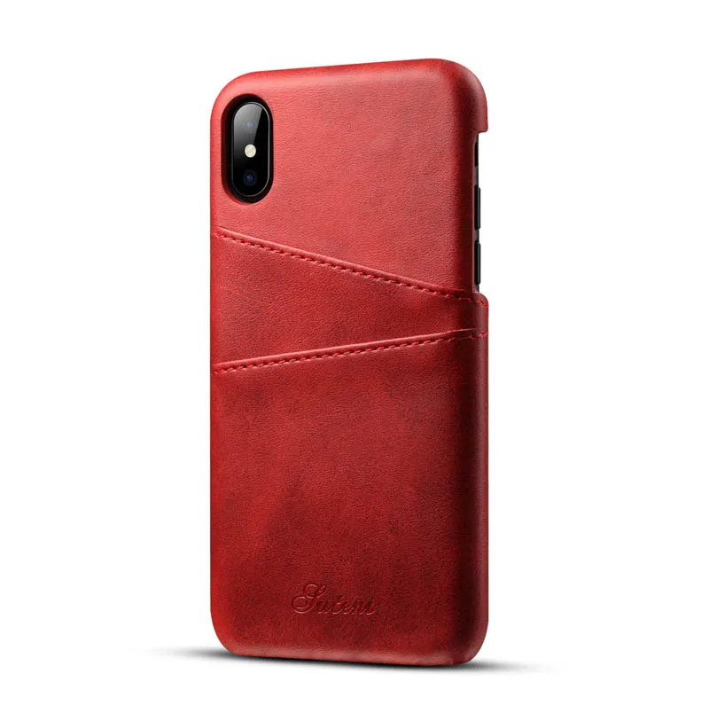 Роскошный чехол из искусственной кожи для iPhone XS Max XR, модный держатель для карт, кошелек для телефона, задняя крышка для iPhone 11 Pro Max 8 7 6S Plus, чехол - Цвет: Красный
