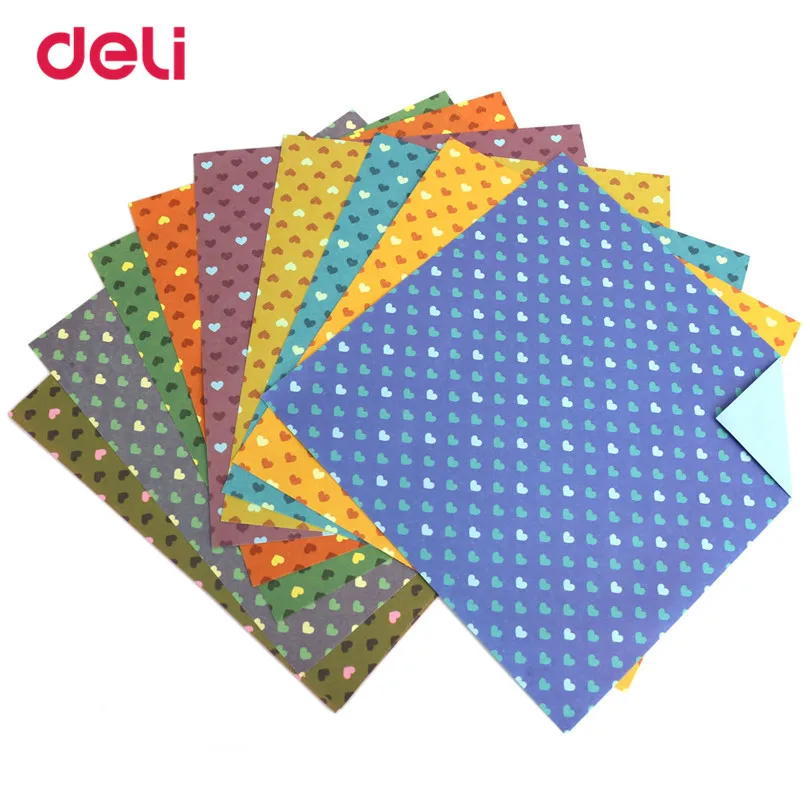 deli 10pcs paper 10 sheets 150x150mm square folding origami craft papers for kids mix color love pattern paper for scrapbooking - Papers For Kids deli 10pcs paper 10 sheets 150x150mm square folding origami craft papers for kids mix color love pattern paper for scrapbooking - Papers For Kids