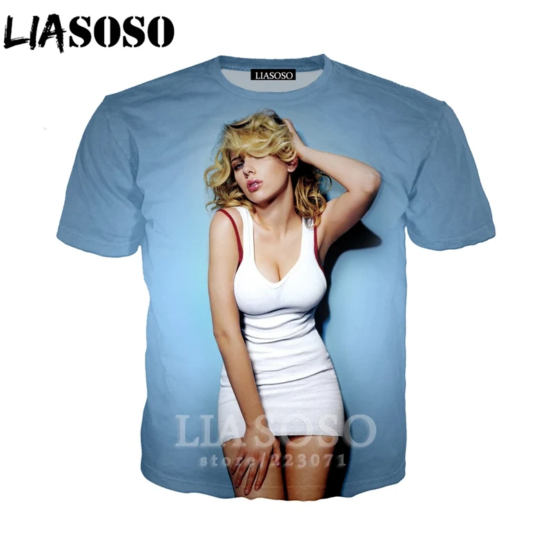 

LIASOSO Summer New Fashion Men Women Black Widow Sweatshirt 3D Print Scarlett Johansson T Shirt Short Sleeve Top Pullover A232-1