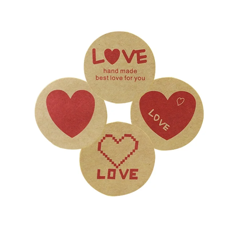1200 шт./лот Серия Love Heart винтажная круглая крафт бумага в римском стиле наклейка