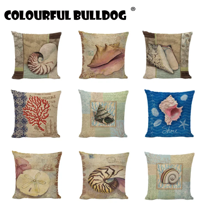 Sea Animal Cushion Cover Ocean Fish Seahorse Octopus Pillow Case Cotton Linen Post Card Cojines Capa Pillowcases Home Decor Gift | Дом и сад