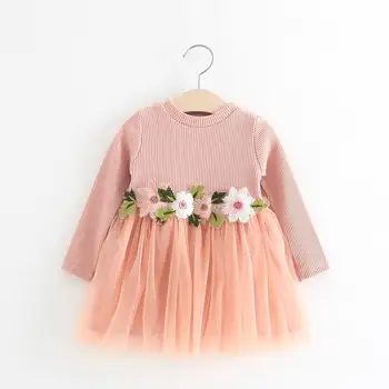 

Wholesale Spring Autumn Baby Girls Dresses Embroidery Knitted Cotton long sleeve Dress Children Clothing 1-3Y A031