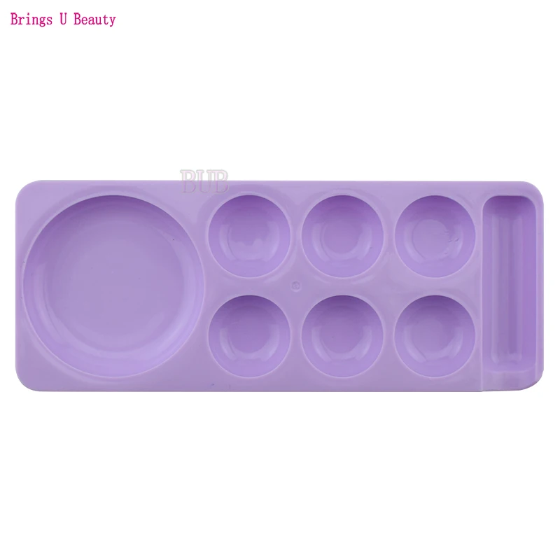 7 Wells Design Plastic Palette Art Paint Drawing Tray Color Palettes with Brush Stand Hole for Oil Watercolour Nail Acrylic Pain