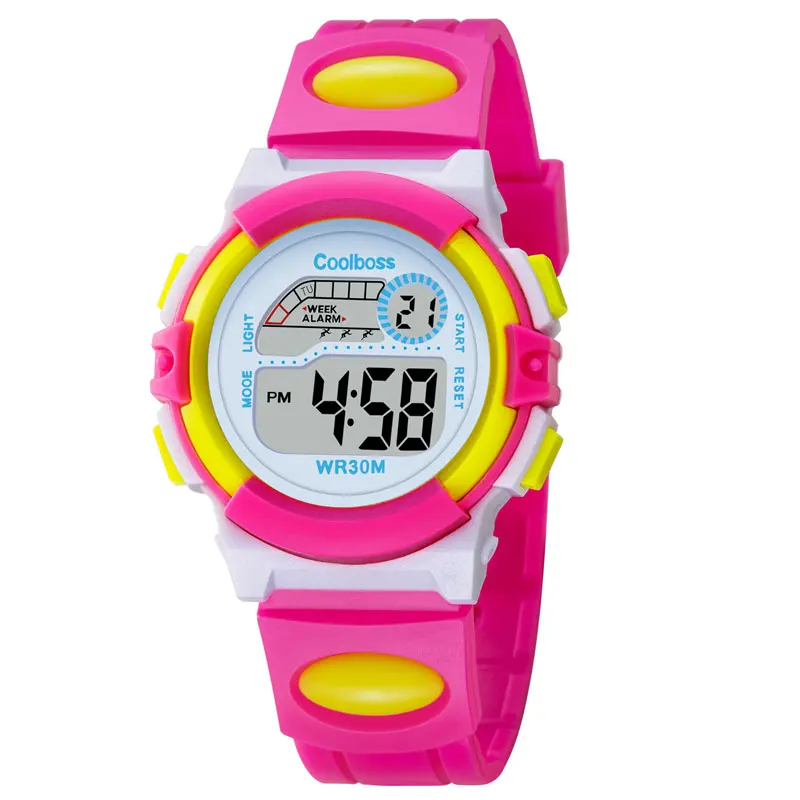 Новые маленькие спортивные студенческие Детские часы, детские часы для мальчиков и девочек, детские электронные цифровые наручные часы для мальчиков и девочек, светодиодный подарок - Цвет: rose red