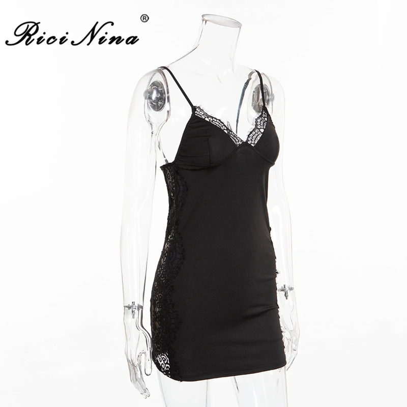 RICININA Fashion Ladies Dresses Women V-neck Backless Spaghetti Strap Bodycon Lace Mini Dress Lades Sexy Party Beach Dresses RICININA Fashion Ladies Dresses Women V-neck Backless Spaghetti Strap Bodycon Lace Mini Dress Lades Sexy Party Beach Dresses