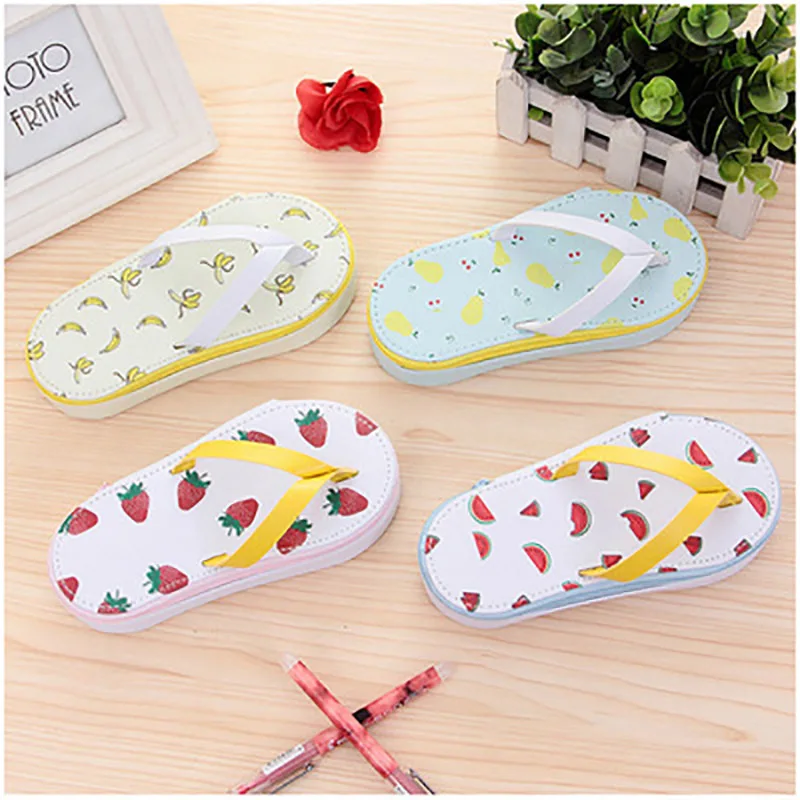 

Kawaii flip flop Silicone Pencil Case Stationery Storage Pencil Bag Promotional Gift School supplies stationery organizer