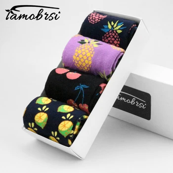 

Pineapple Cherry Mango Premium Funky Men Work Socks Cotton Happy Short Bamboo Cool Male Loafer Colorful Pop Crazy Trekking Socks