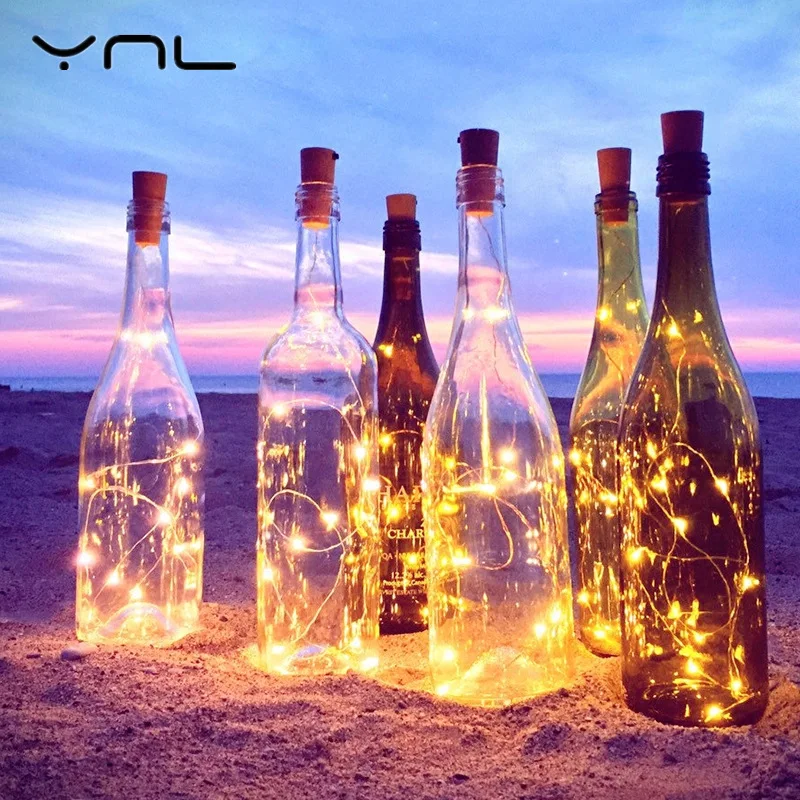 

YNL LED String Lights RGB Copper Wire 2M Cork Shaped Wine Bottle stopper Flasher Fairy Lights Party Wedding Christmas Decoration