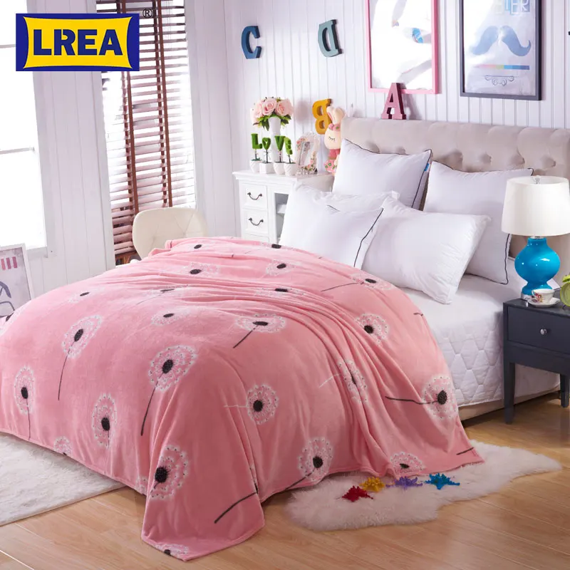 

Brand home textile 4 sizes pink warm Blankets for beds fleece warm winter sleeping sofa blanket plaid bedspreads for girl LREA