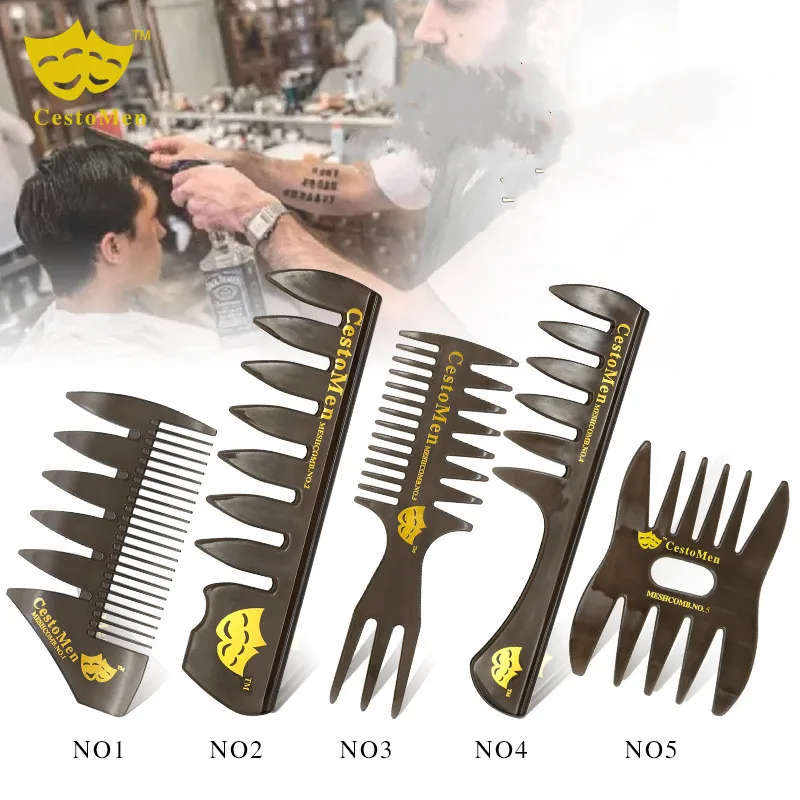 1 PCS Hot Sale Retro Style Wide Teeth Comb Anti-static Anti-static Hair Cutting Dyeing Comb Beard Oil Brush Comb Hairdressing Co