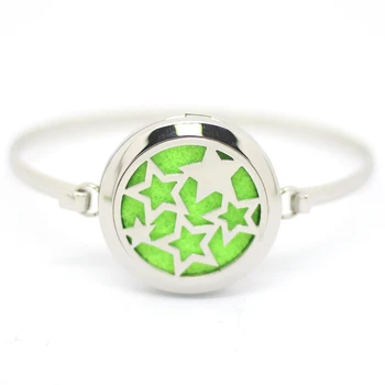 

2017 New DIY Fashion Jewelry Stars Flower Stainless Steel Essential Oil Diffusing Perfume Locket Can Open Bangles