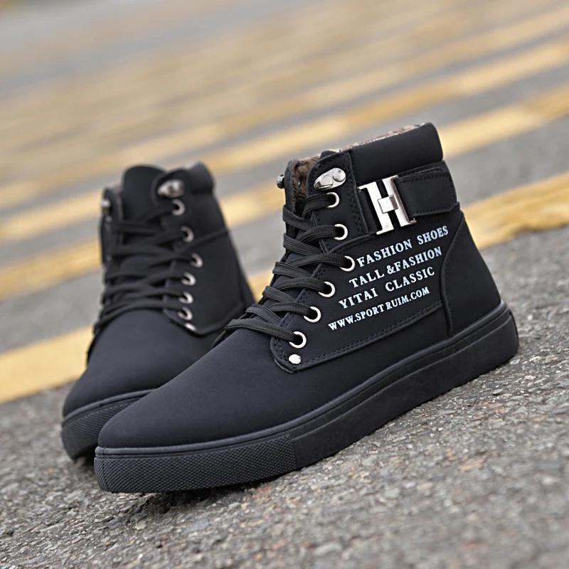 Hot Men Boots Fashion Warm Winter Men shoes Autumn Leather Footwear For Man New High Top Canvas Casual Shoes Men