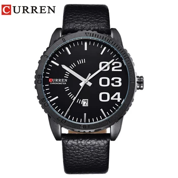 

CURREN 8125 Stylish Waterproof Quartz Business Men's Watch with Calendar & Leather Strap Men Casual Sports Watches