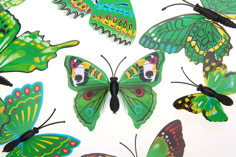 12 шт. в наборе 3D креативная бабочка на холодильник наклейки с магнитами виниловые DIY художественное украшение дома, также для стены