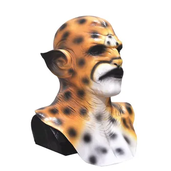 

2019 Top Brand Realistic Latex Animal King Khan the Beas Leopard mask Halloween Tiger Rubber Mask Party Dress Costume